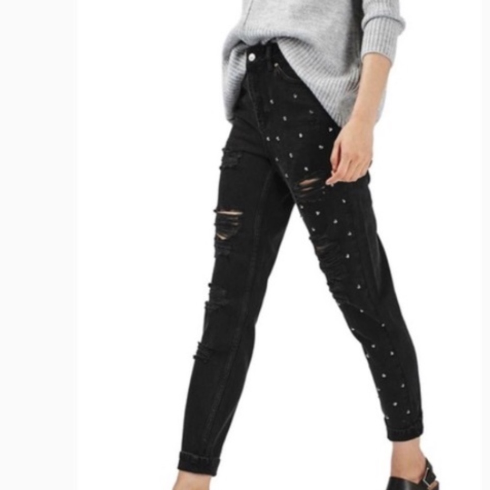 Topshop Black Studded Mom Jeans!